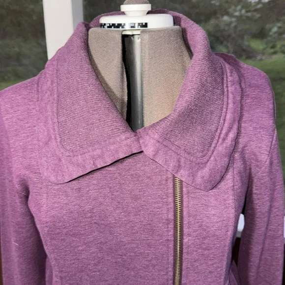 PRANA Mila Purple Full-Zip Sweatshirt Jacket Tunic Length Pockets Funnel Neck XL - Picture 3 of 16